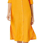 The Drop Linen Shirt Dress XL Mango Orange Button Up Photo 0