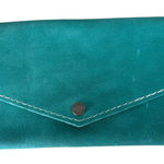 Portland Leather Green Envelope Pouch Clutch Wallet Blue Photo 0