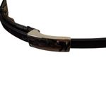 Women's black skinny adjustable leather belt with silver buckle Photo 3