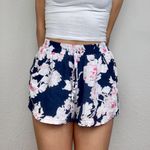 Gypsies & Moondust Dark Navy Blue Floral High-Waisted Flowy Shorts Photo 1