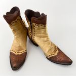 Stallion hand tooled leather zorro ankle cowboy boots Tan Size 7 Photo 1