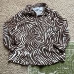 Alfred Dunner Brown & White Zebra Print Button Down Blouse Photo 0