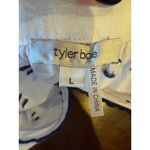 Tyler Boe Shirt Women Large White Blue Cotton Geo Molly Blouse Peasant Preppy Photo 10