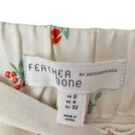 Feather Bone Anthropologie Cream Cherry Print Wide Leg Pants size 0 Photo 3