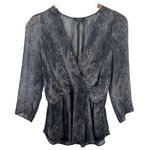Babaton ARITZIA Top Women XS Alexander Snake Print Silk Blouse Modest Babydoll Photo 0