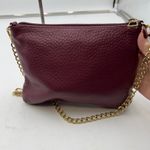 Lodis Burgundy Pebble Leather Crossbody Bag Gold Chain Strap Zip Top Purple Photo 5