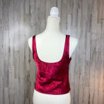 Victoria's Secret  Vintage Satin Floral Tank Top Red XS Square Neck Wide Strap Photo 5