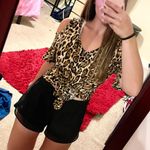 Wanna B Leopard Cold Shoulder Cropped Top Photo 0
