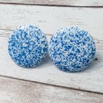 Vintage Earrings For Pierced Ears Blue & White Circle Photo 1
