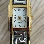 Avon Ladies Watch Vintage Rectangular Dial Two Tone Geometric Bangle Bracelet Photo 0