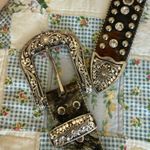 Nocona Leather Studded Western Belt Brown Photo 2