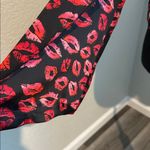 Bold Elements  Pink and Black Lip Print V-Neck Blouse Photo 3