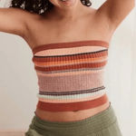 Aerie  Rust Multicolor Knit Striped Tube Top M Photo 0