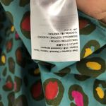 Farm Rio Anthropologie x  Hanya Puff Sleeve Blouse Turquoise Colorful Leopard NEW Photo 9