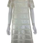 Catherine Malandrino  Cream Sequined Sweater Dress Size M Photo 0