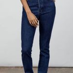 ZARA NWT  The Slim Full Length High Waist Button Fly Terrain Blue Denim Jeans Photo 0