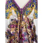 ECI  New York Dress‎ size 2 Silky Slip Babydoll Purple Paisley Boho Photo 1