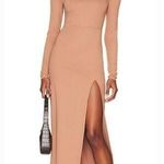 NBD Slit Midi Dress in Camel Small Photo 0