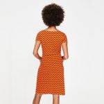 Boden Phoebe Jersey Tulip Dress Short Sleeve Pullover Floral Orange Navy Size 8L Photo 4