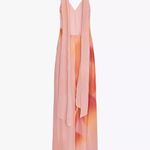 ZARA  Elegant Pink and Orange Maxi Dress scarf evening party wedding Photo 13