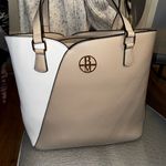 Badgley Mischka Two-Tone Beige and White Women's Tote Bag Photo 0