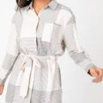 Agnes & Dora  Tunic Dress Sz M -S Plaid Full Length Buttons Tie Waist Photo 0