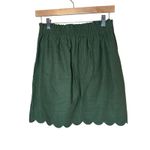 J. Crew Scalloped Linen Cotton Skirt Sage Green Size 6 Lined Preppy Fall Casual Photo 3