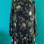 Loft Ann Taylor  high neck floral black dress with sheer sleeves in size xs Photo 0