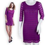 Free People  Holly Lace Fuschia Purple Mini Sheath Dress XS Photo 1