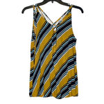 Maurice's Womens Tank Top Size Medium Yellow Navy Blue White Striped Spaghetti Photo 3