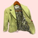 Tahari Cute creamy avocado silky spotted liner snap front blazer belt loops Photo 3