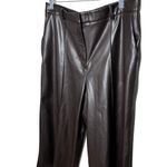 M&S Chocolate Brown Faux Leather Wide Leg Pants Women's Size 12 Regular Photo 10