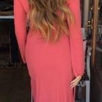 Lucy Love Pink Ribbed Side Slit Maxi Dress Photo 1