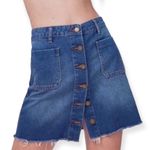 BDG Urban Outfitters Button Front Frayed Hem Denim Skirt Photo 5