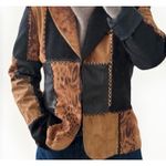 Alberto Makali Vintage  Patchwork Animal Print Blazer Top Set 6 Suede Leather Photo 2