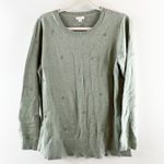 J.Jill Crewneck Dot Embroidered Sweater Seedling Heather Green Small Photo 1