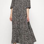 Rebecca Minkoff chelsea leopard print button front prairie dress shift midi Photo 3