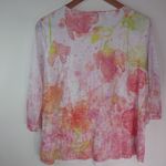 Coldwater Creek  XL Abstract Floral Watercolor Top Plus in Pink Orange Photo 4