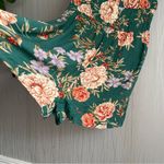 American Eagle  Floral Smocked Peasant Romper Green Midi Boho Cottagecore Small Photo 3