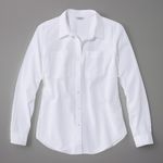 LL Bean White Stripe Long Sleeve Button Up Cotton Seersucker Shirt LARGE PETITE Size undefined Photo 1