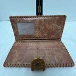 Boho Vintage Leather Wallet Butterfly Engraved Brown and Black Butterfly Etched Photo 2