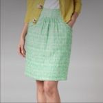 Boden Pintuck Printed Linen Skirt Green Ivory 6 Knee Length Green Photo 1
