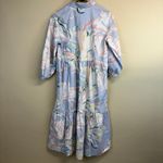 Anthropologie Maeve Bettina Tiered Midi Shirt Dress Blue Multi Floral Size S Photo 4