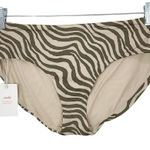 Green and Tan Swim Bottom NWT Medium Green Stripe Andie Swim Bikini Bottom Photo 0