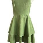 Halara  Backless Adjustable Straps Green Sleeveless Tiered Dress Photo 3