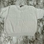 Women's White Cable Knit Sweater Vintage 90s Rayon Blend Cropped Short Sleeve Size L Photo 5