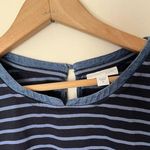 J.Jill Cotton Knit Striped Pullover Shift Dress Chambray Denim Hem Medium Photo 3