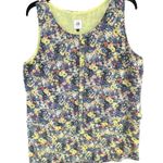 CAbi Positano Layered Tank Top Womens L Blue Yellow Floral Chiffon Feminine Boho Photo 5