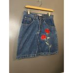 Zona Libre Denim Skirt Womens 11 12 Blue Embroidered Rose Floral Jean Y2K Retro Photo 1
