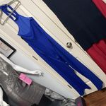 Bebe 💖 NWT Royal Blue Wide Leg Glitter Halter Jumpsuit Photo 3